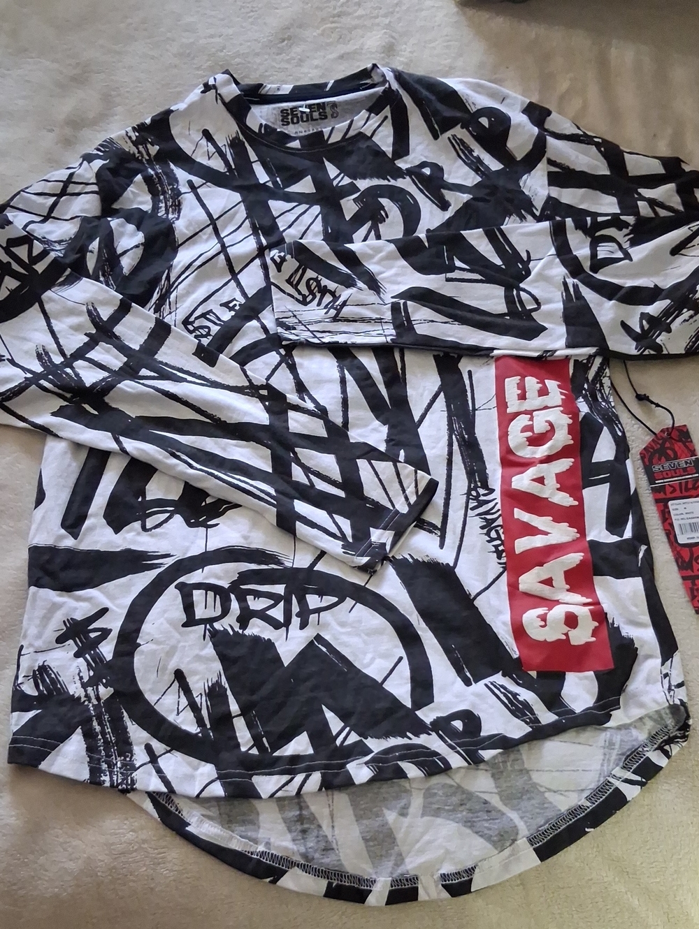 Savage Graphic Long-Sleeve - Black & White Size Medium New W/tags